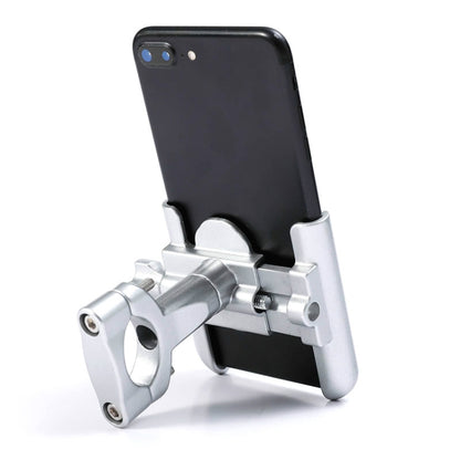 BENGGUO Bicycle Aluminum Alloy Mobile Phone Holder Electric Motorcycle Anti-Vibration Navigation Fixed Mobile Phone Holder Riding Equipment, Style:Handlebar Installation(Silver) - Holders by BENGGUO | Online Shopping UK | buy2fix