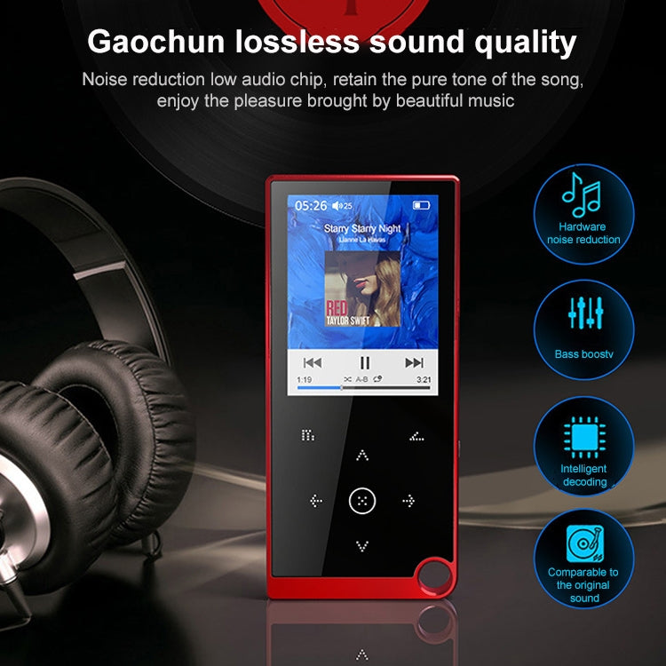 E05 2.4 inch Touch-Button MP4 / MP3 Lossless Music Player, Support E-Book / Alarm Clock / Timer Shutdown, Memory Capacity: 4GB Bluetooth Version(Red) - Consumer Electronics by buy2fix | Online Shopping UK | buy2fix