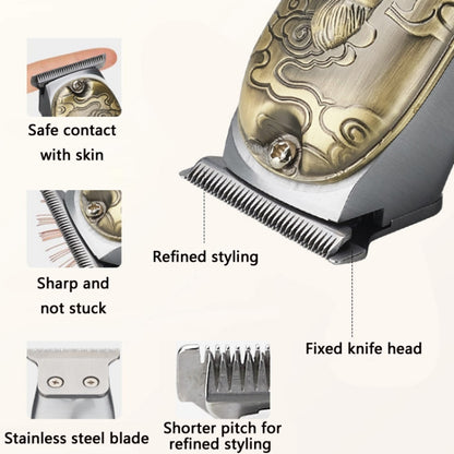 Vintage Bronze Engraving Gentleman Head Metal Body Clipper(JM-1015) - Hair Trimmer by buy2fix | Online Shopping UK | buy2fix