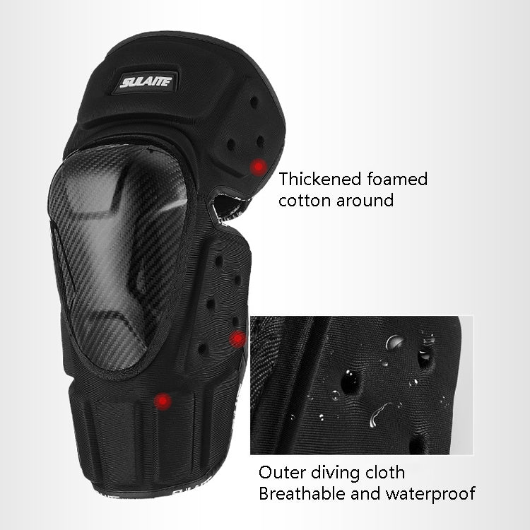 SULAITE Off-Road Motorcycle Windproof Warmth Drop-Proof Breathable Carbon Fiber Protective Gear, Specification: Knee Pads - Protective Gear by SULAITE | Online Shopping UK | buy2fix