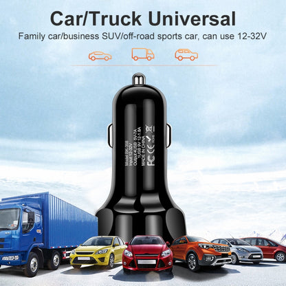 2 PCS BK-358 3A QC3.0 4USB Car Charger One For Four Mobile Phone Car Charger(Black) - In Car by buy2fix | Online Shopping UK | buy2fix