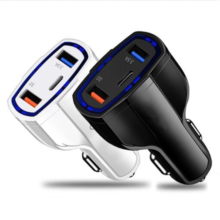 2 PCS QC3.0 Fast Charge Car Charger 3.5A Dual USB With Type-C Interface Output Car Charger(Black) - In Car by buy2fix | Online Shopping UK | buy2fix