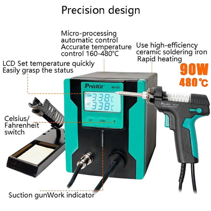 ProsKit SS-331H Electric Heat Tin Suction Device Fully Automatic Suction Pump Desoldering Machine - Soldering Iron Set by ProsKit | Online Shopping UK | buy2fix