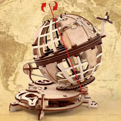 Wooden Mechanical Transmission Model Globe Office Ornaments Children Puzzle Assembly Toys(Gear Shift Globe) - Model Toys by buy2fix | Online Shopping UK | buy2fix