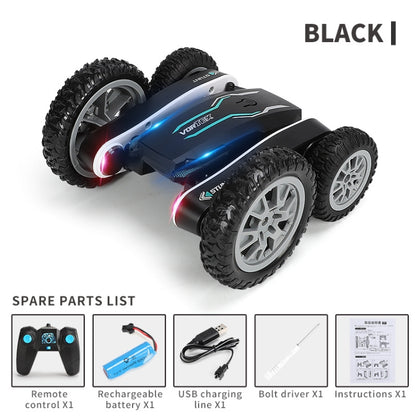 1:24 2.4G Flowering Stunt Car RC Double Deformation Remote Control Car Twisting Rotating Toy Car(Black) - RC Cars by buy2fix | Online Shopping UK | buy2fix