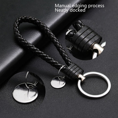 100 PCS Woven Leather Cord Keychain Car Pendant Leather Key Ring Baotou With Small Round Piece(Brown) - Key Rings by buy2fix | Online Shopping UK | buy2fix