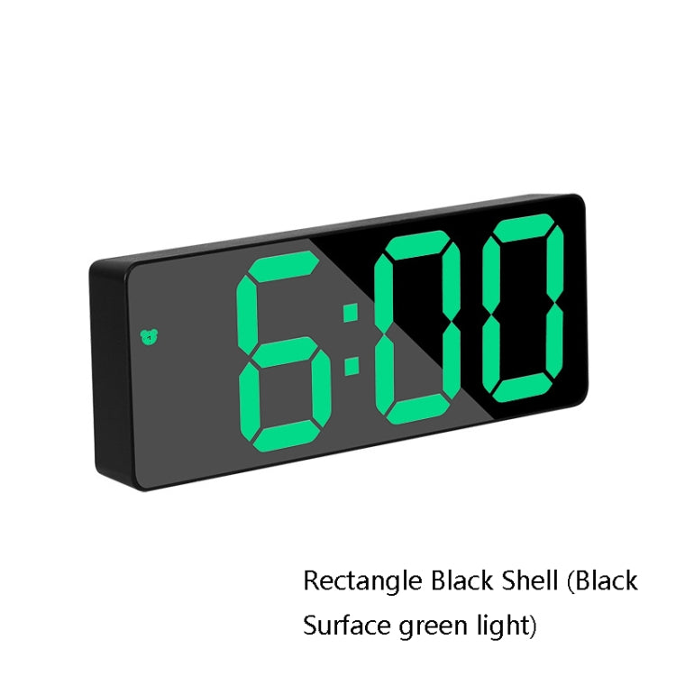 Mirror Bedside Alarm Clock Battery Plug-In Dual-Purpose LED Clock, Colour: Rectangle Black Shell (Black Surface green light) - Home & Garden by buy2fix | Online Shopping UK | buy2fix