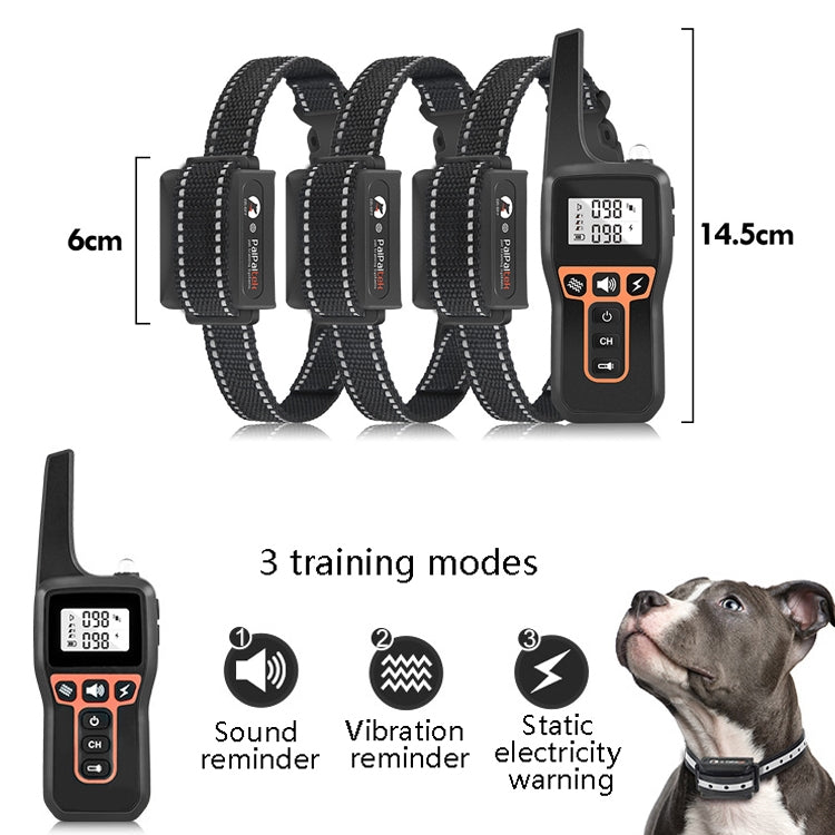 PaiPaitek PD529-3 Remote Control Dog Training Device Voice Control Barking Stopper Electronic Collar Dog Training Device - Home & Garden by PaiPaitek | Online Shopping UK | buy2fix