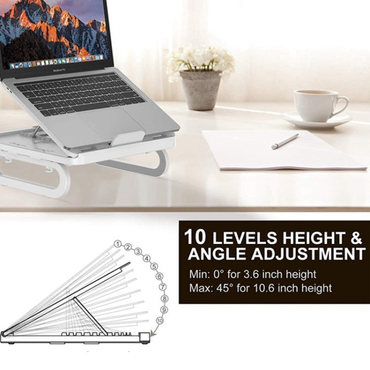 A23 Foldable Notebook Stand With 10-Speed Adjustment Computer Cooling Lifting Stand, Colour:  Detachable Accessories 3.0HUB (White) - Computer & Networking by buy2fix | Online Shopping UK | buy2fix
