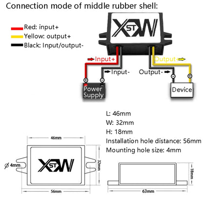 XWST DC 12/24V To 5V Converter Step-Down Vehicle Power Module, Specification: 12/24V To 5V 10A Medium Rubber Shell -  by buy2fix | Online Shopping UK | buy2fix