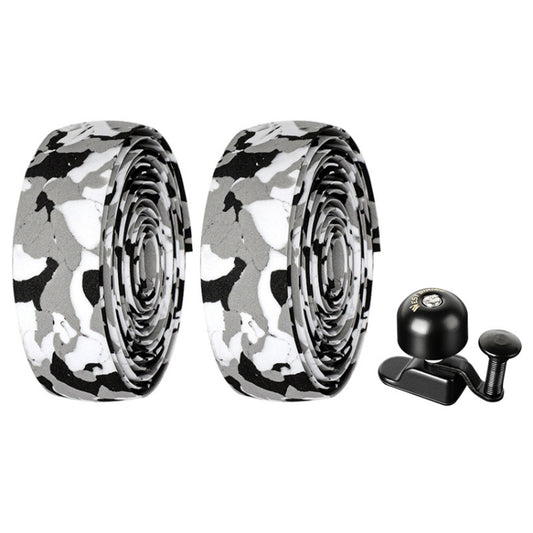WEST BIKING YP1602782 Bicycle Bells With Supernouncing EVA Back Rubber Band Bell Combination Set(White Black Gray Tape + Black Bell) - Decorative Accessories by WEST BIKING | Online Shopping UK | buy2fix