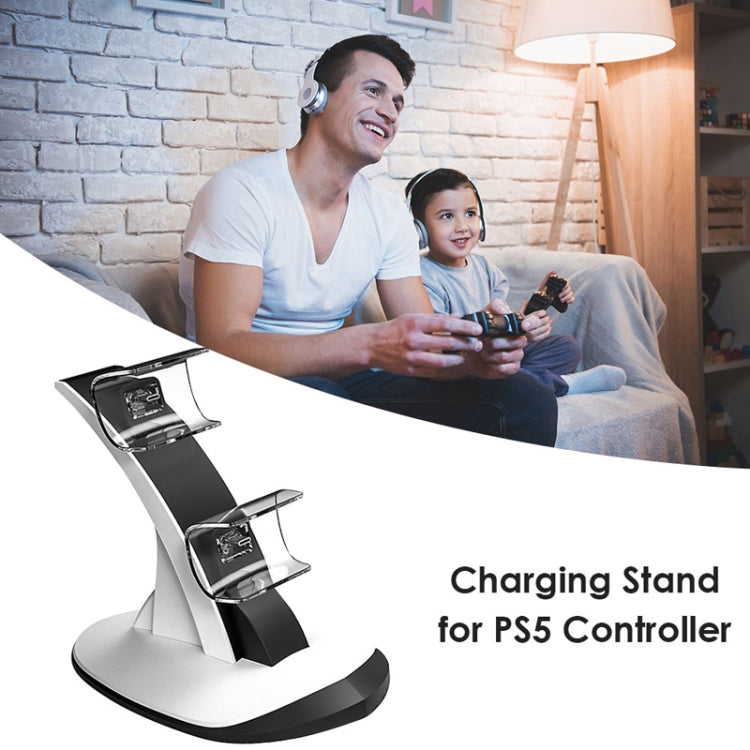 IPLAY HBP-314 Wireless Bluetooth Handle Two-Seater Charger For PS5(White) - Charger & Power by IPLAY | Online Shopping UK | buy2fix