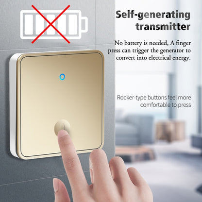 CACAZI FA50 1 For 1 Push-button Self-generating Wireless Doorbell, Plug:EU Plug(Gold) - Security by CACAZI | Online Shopping UK | buy2fix