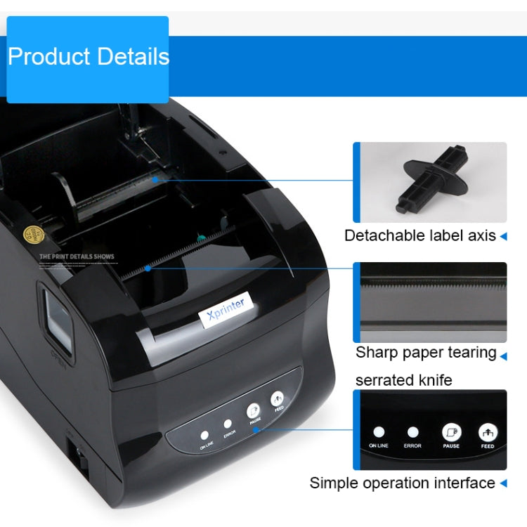 Xprinter XP-365B 80mm Thermal Label Printer Clothing Tag Supermarket Barcode Printer, Plug: EU Plug(Bluetooth Version) - Printer by Xprinter | Online Shopping UK | buy2fix