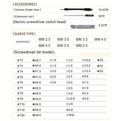 Obadun 9800 58 in 1 Screwdriver Set Manual CRV Batch Mobile Phone Disassembly Glasses Repair Tool(Yellow) - Screwdriver Set by Obadun | Online Shopping UK | buy2fix