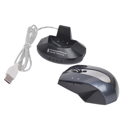 M-011G 2.4GHz 6 Keys Wireless Charging Mouse Office Game Mouse(Black + Silver) - Wireless Mice by buy2fix | Online Shopping UK | buy2fix