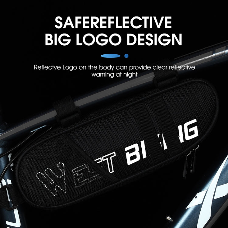 WEST BIKING Bicycle Triangle Reflective Bag Large Capacity Cycling Bag Horizontal Beam Bag Anti-Splashing Road Car Bag, Size: 1.3L(Black) - Bicycle Bags by WEST BIKING | Online Shopping UK | buy2fix