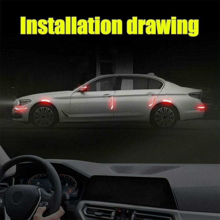 4 Sets Car Reflective Sticker Door Border Anti-Collision Strip Leaf Board Personality Rear View Mirror Warning Sticker(Green) - In Car by buy2fix | Online Shopping UK | buy2fix