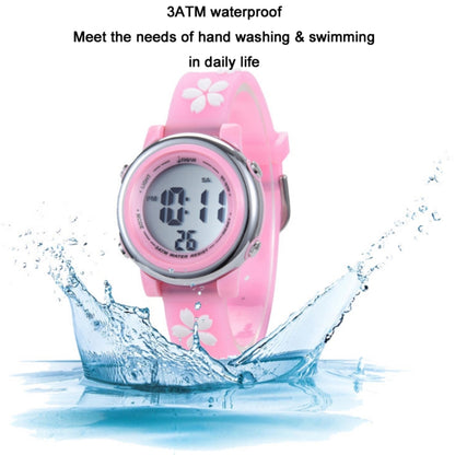 JNEW A380-86195 Children Cartoon Cherry Blossom Waterproof Time Recognition Colorful LED Electronic Watch(White) - Cartoon Watches by JNEW | Online Shopping UK | buy2fix