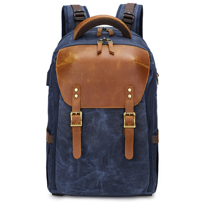 K805 Waterproof Batik Canvas Camera Backpack Outdoor Liner Shoulder Photography Bag(Blue) - Camera Accessories by buy2fix | Online Shopping UK | buy2fix