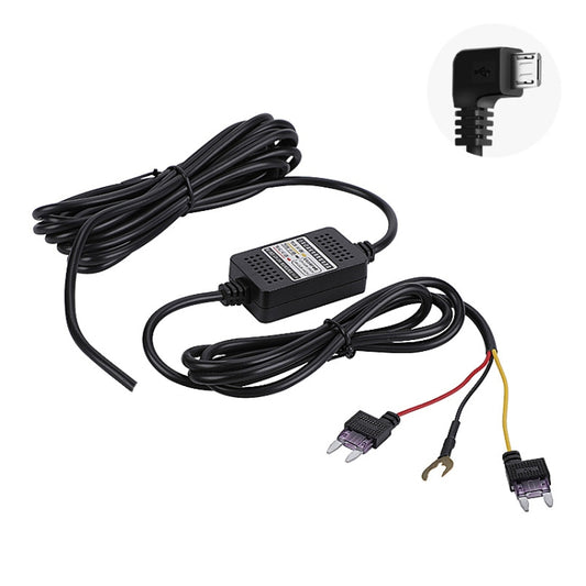 H516 Recording Step-down Line Shrinkage Video Car Charger Line Parking Monitoring Three-Core Power Cord, Model: With Fuse(Micro Right Elbow) - In Car by buy2fix | Online Shopping UK | buy2fix