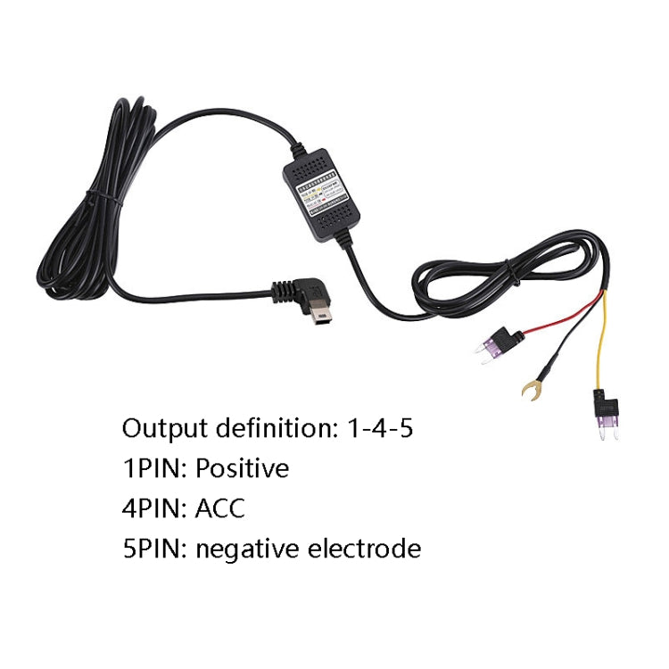 H516 Recording Step-down Line Shrinkage Video Car Charger Line Parking Monitoring Three-Core Power Cord, Model: With Fuse(Mini Left Elbow) - In Car by buy2fix | Online Shopping UK | buy2fix