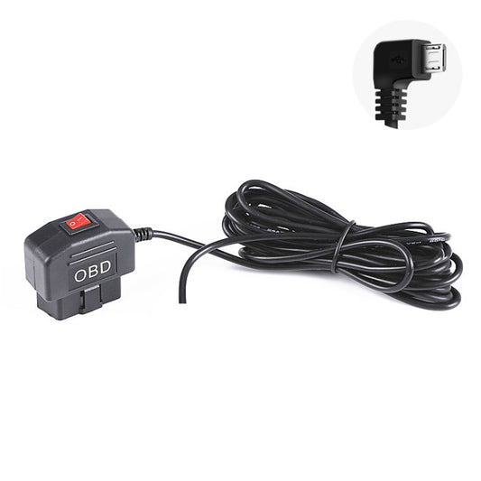 H508 OBD Car Charger Driving Recorder Power Cord 12/24V To 5V With Switch Low Pressure Protection Line, Specification: Micro Right Elbow - In Car by buy2fix | Online Shopping UK | buy2fix