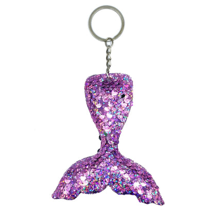 10 PCS Reflective Mermaid Keychain Sequins Mermaid Tail Accessories Car Luggage Pendant(Colorful Purple 61) - In Car by buy2fix | Online Shopping UK | buy2fix