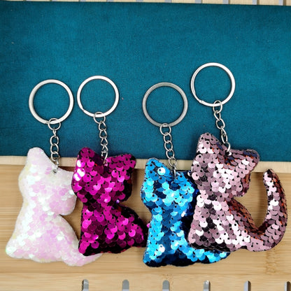 10 PCS PET Sequins Reflective Cat Keychain Bag Car Pendant, Colour: Green 4 - In Car by buy2fix | Online Shopping UK | buy2fix