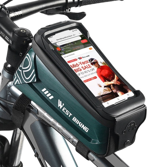 WEST BIKING 2.5L Bicycle Front Beam Mobile Phone Touch Screen Hard Shell Bag(Dark Green) - Bicycle Bags by WEST BIKING | Online Shopping UK | buy2fix