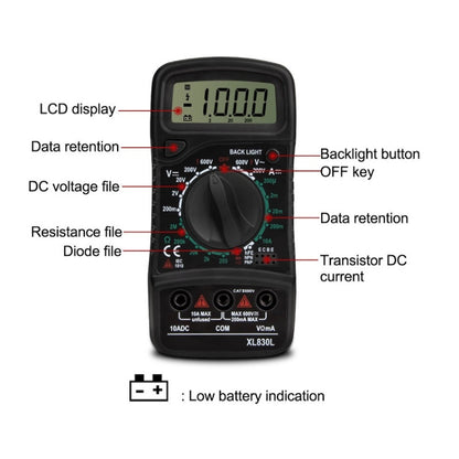 ANENG XL830L Multi-Function Digital Display High-Precision Digital Multimeter, Specification: Standard+10A Extra Tip Pen(Blue) - Consumer Electronics by ANENG | Online Shopping UK | buy2fix