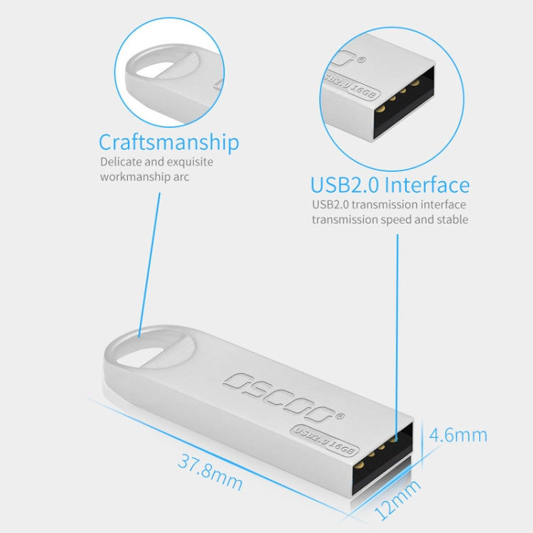 OSCOO 002U-2 USB 2.0 Metal Mini U Disk, Capacity: 8GB - USB Flash Drives by OSCOO | Online Shopping UK | buy2fix