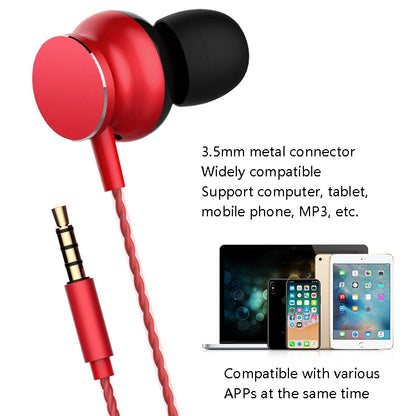 2 PCS TS118 3.5mm Metal In-Ear Wired Game Earphone(Red) - In Ear Wired Earphone by buy2fix | Online Shopping UK | buy2fix