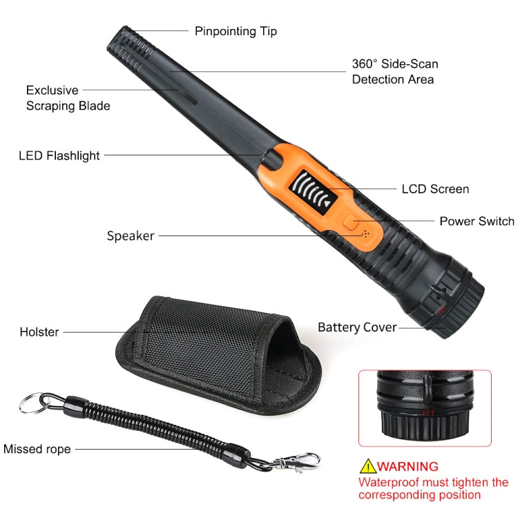 HS-12 Outdoor Handheld Treasure Hunt Metal Detector Positioning Rod(Black Orange) - Consumer Electronics by buy2fix | Online Shopping UK | buy2fix