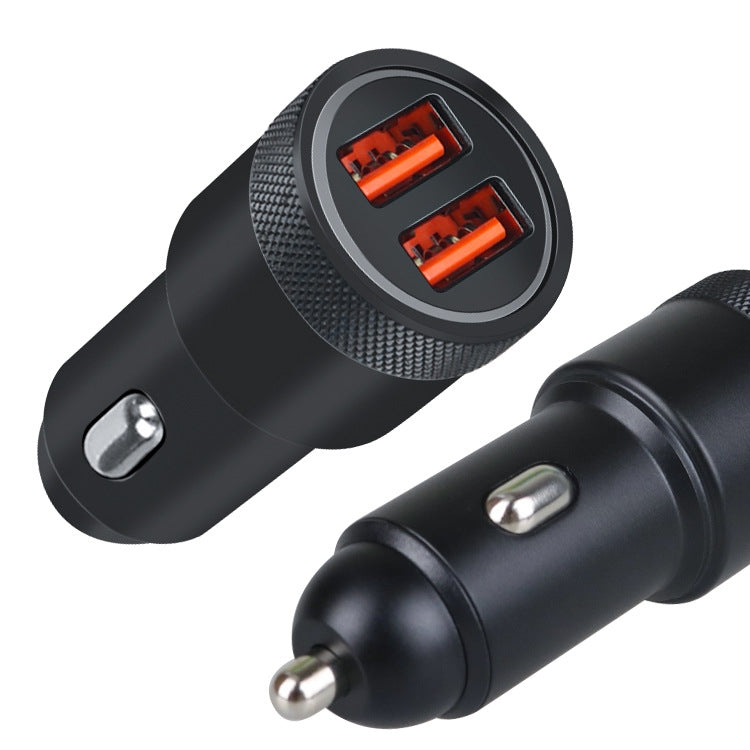 Aluminum Alloy Cigarette Lighter Applicable Car Charger, Model: Black Double QC - In Car by buy2fix | Online Shopping UK | buy2fix