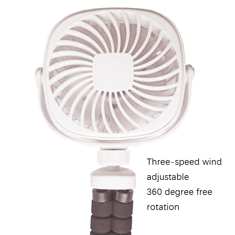 Octopus Stroller Deformation Fan Desktop Portable Handheld USB Small Fan, Colour: 2200mAh White - Consumer Electronics by buy2fix | Online Shopping UK | buy2fix