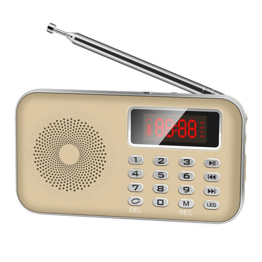 Y-619  FM/AM Mini Radio MP3 Rechargeable Music Player Support TF/SD Card with LED Display(Gold) - Consumer Electronics by buy2fix | Online Shopping UK | buy2fix