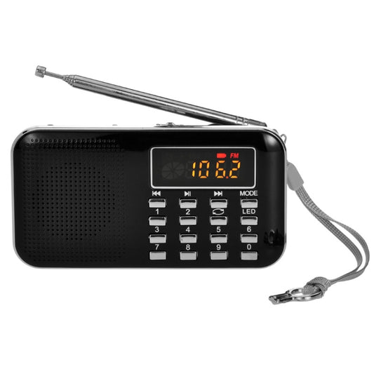 L-218AM  MP3 Radio Speaker Player Support TF Card USB with LED Flashlight Function(Black) - Consumer Electronics by buy2fix | Online Shopping UK | buy2fix