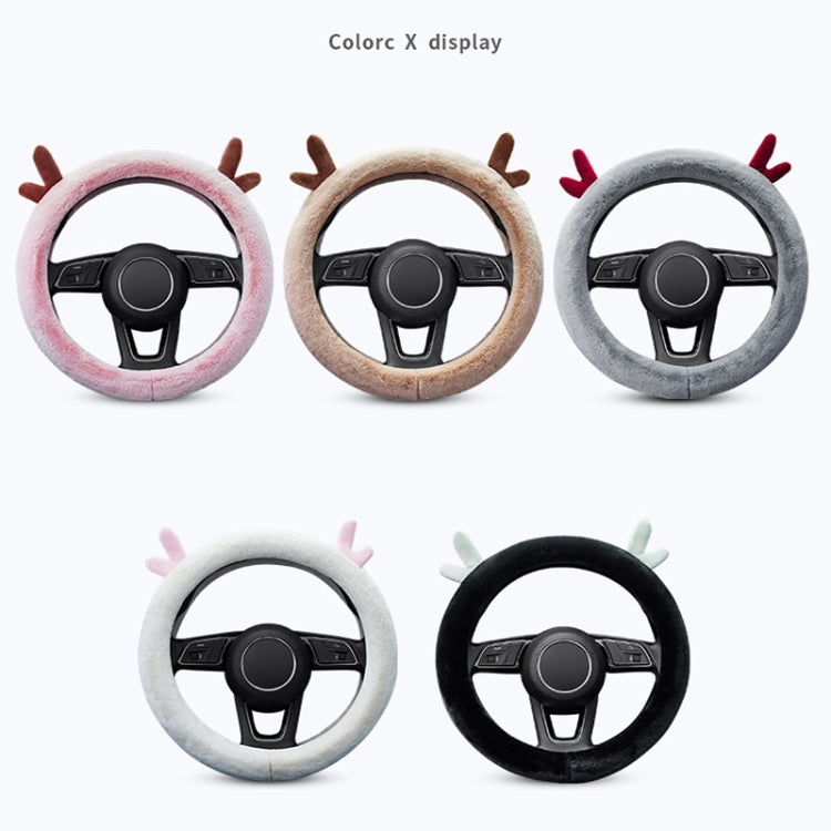 Antler Thick Plush Steering Wheel Cover, Style: O Type (Pink) - In Car by buy2fix | Online Shopping UK | buy2fix