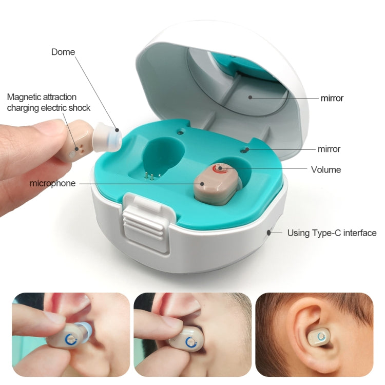 TWS On-Ear Sound Amplifier Hearing Aid with Charging Compartment(White) - Hearing Aids by null | Online Shopping UK | buy2fix