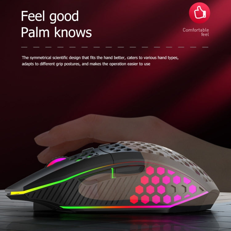 FMOUSE  X801 8 Keys 1600DPI Hollow Luminous Gaming  Office Mouse,Style: Black Wireless Rechargeable - Wireless Mice by FMOUSE | Online Shopping UK | buy2fix