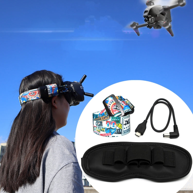 Flight Video Glasses Graffiti Color Headband Fixed Strap For DJI FPV Goggles V2 Strap + Power Line + Pad - DJI & GoPro Accessories by buy2fix | Online Shopping UK | buy2fix