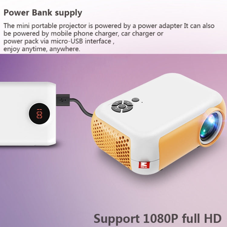 A10 480x360 Pixel Projector Support 1080P Projector ,Style: Basic Model White Yellow (UK Plug) - Consumer Electronics by buy2fix | Online Shopping UK | buy2fix