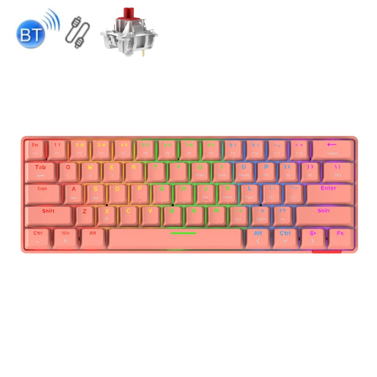 Ajazz STK61 61 Keys Dual Mode Wireless Bluetooth Mechanical Keyboard(Red Shaft Red Gorge) - Wireless Keyboard by Ajazz | Online Shopping UK | buy2fix