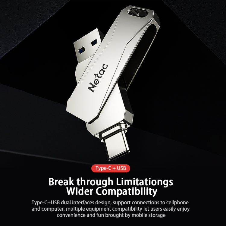 Netac U782C Type-C Dual Interface High-Speed Metal Computer USB Flash Drive, Capacity: 128GB - USB Flash Drives by Netac | Online Shopping UK | buy2fix
