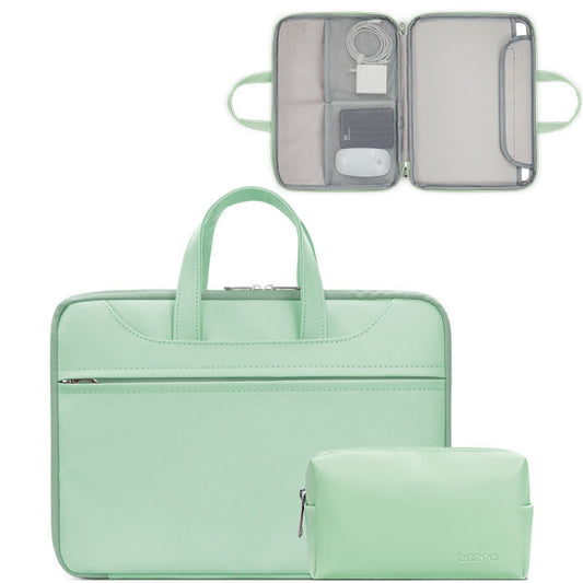 Baona BN-Q006 PU Leather Full Opening Laptop Handbag For 11/12 inches(Mint Green+Power Bag) - 12.1 inch by Baona | Online Shopping UK | buy2fix