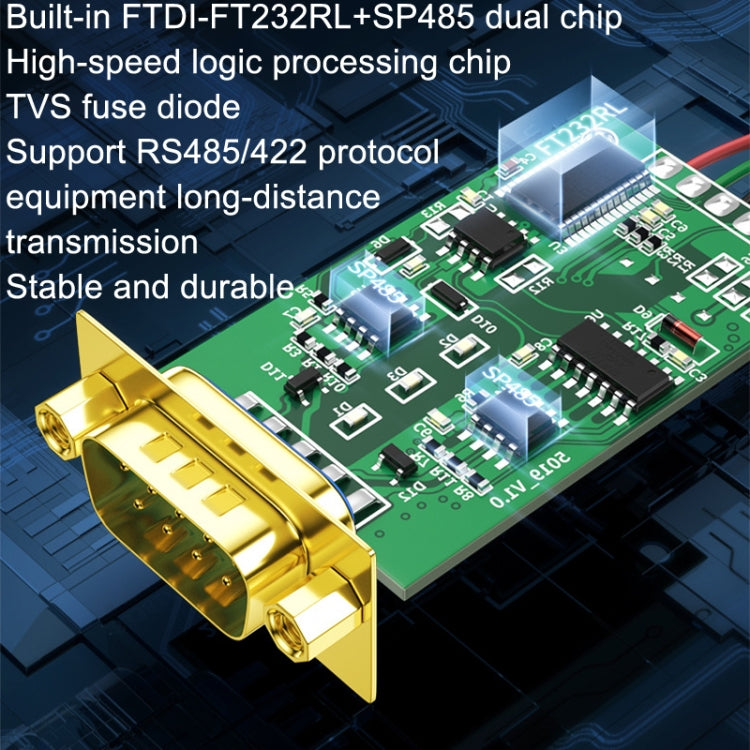 DTECH DT-5019 USB To RS485/422 Industrial Converter Serial Line Communication Adapter(1.2m) - RS485 / RS232 Series by DTECH | Online Shopping UK | buy2fix