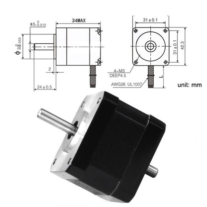 42BYGH34-1304B 1.3A 0.30N 3D Printer 42-Step Moto Dual Output Shaft Carving Machine - Consumer Electronics by buy2fix | Online Shopping UK | buy2fix