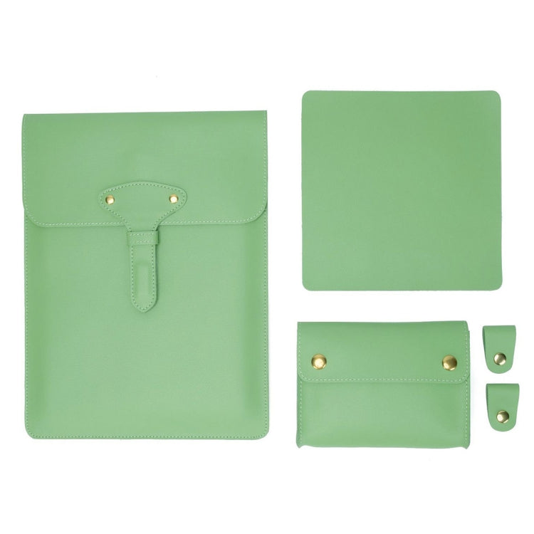 S177 3 In 1 Leather Waterproof Laptop Liner Bags, Size: 14 inches(Avocado Green) - 14.1 inch by buy2fix | Online Shopping UK | buy2fix