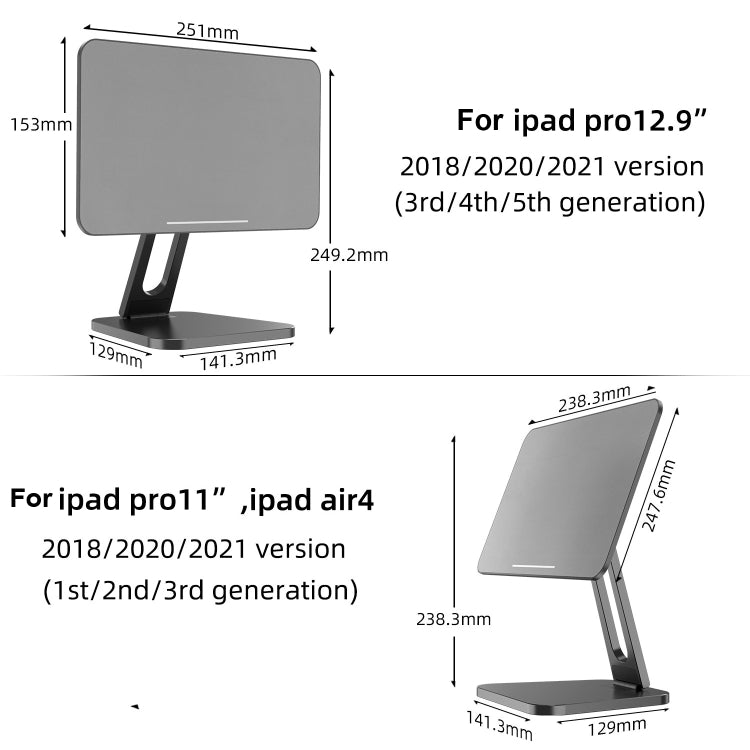 X27 Desktop Folding Rotating Tablet Magnetic Bracket For  iPad Pro 12.9 Inch (2018/2020/2021)(Grey) - Desktop Holder by buy2fix | Online Shopping UK | buy2fix